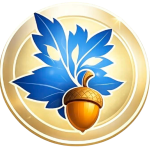Evolve icon represented by an acorn with a blue leaf representing the Winter season